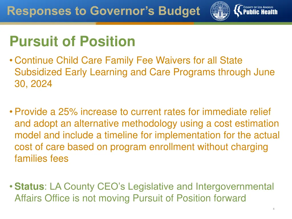 responses to governor s budget