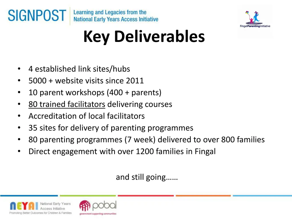 key deliverables