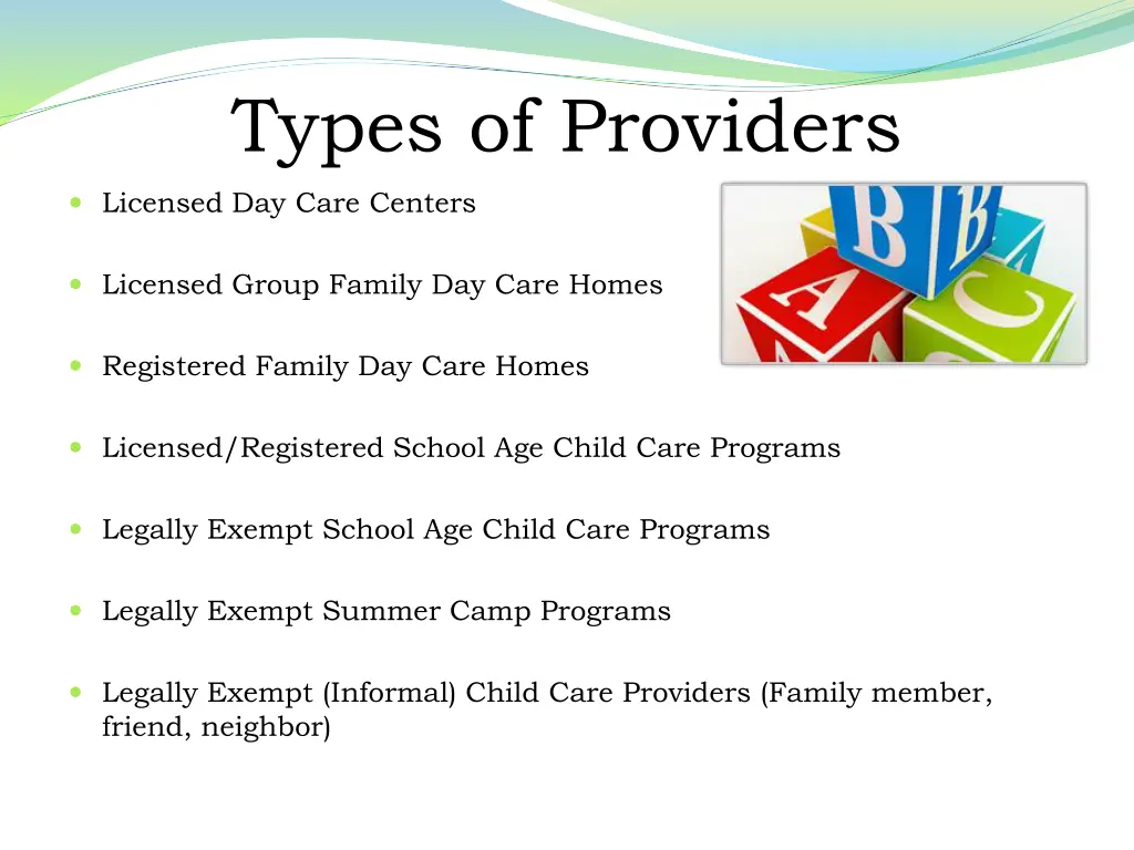 types of providers