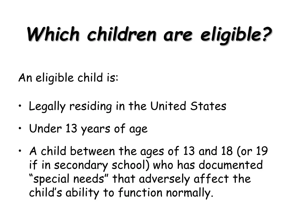 which children are eligible