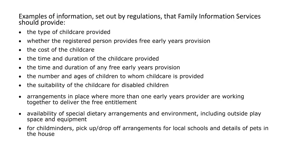 examples of information set out by regulations