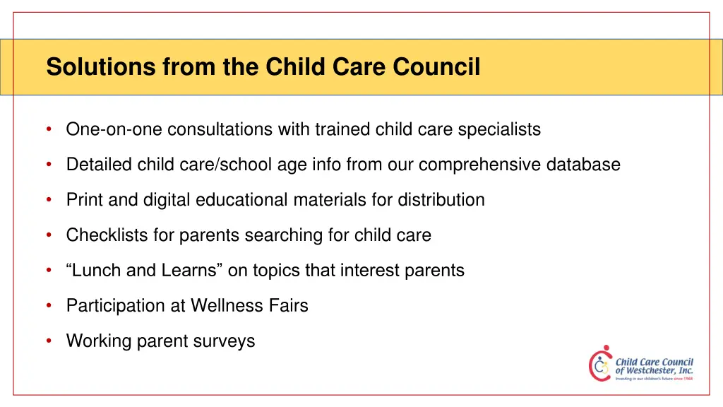 solutions from the child care council