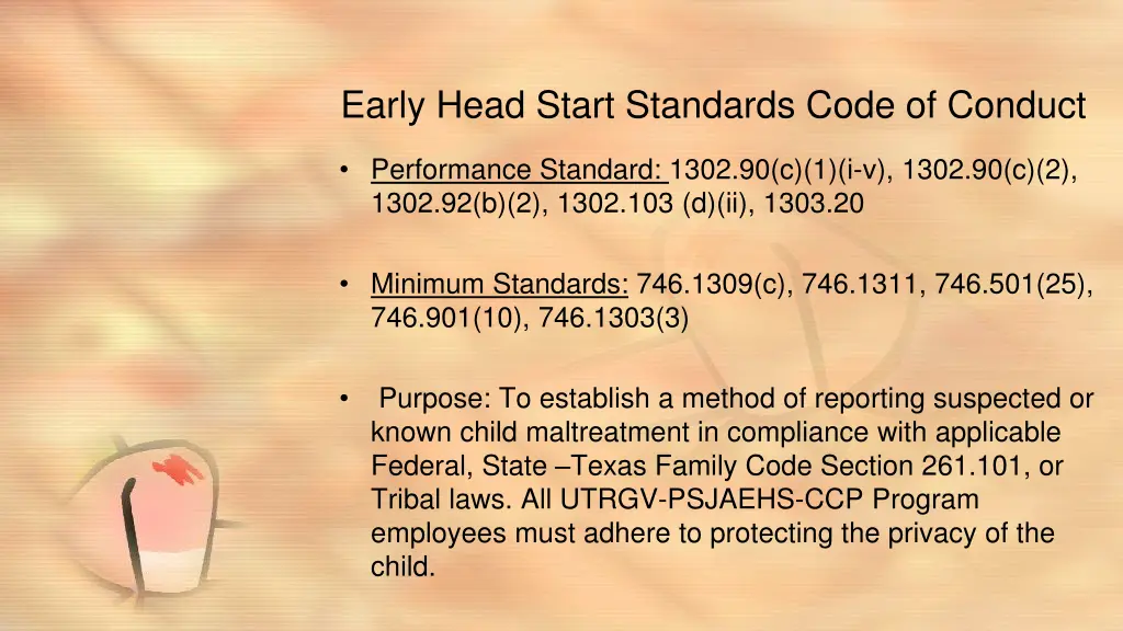 early head start standards code of conduct