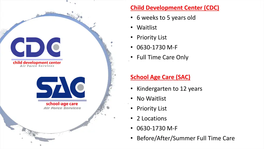 child development center cdc 6 weeks to 5 years