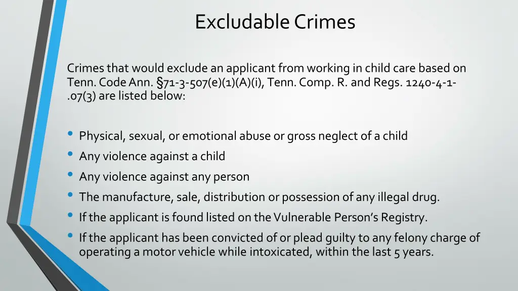 excludable crimes