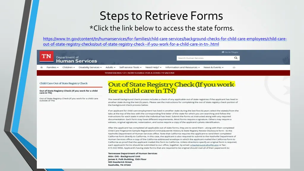 steps to retrieve forms click the link below