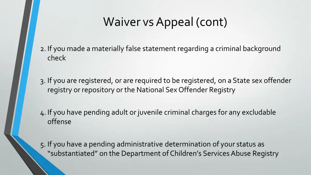 waiver vs appeal cont