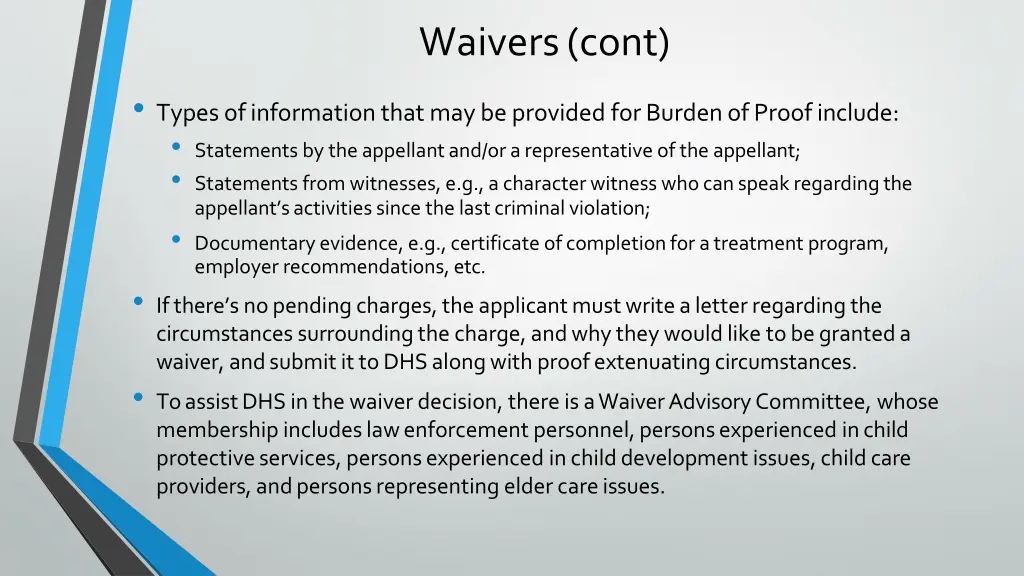 waivers cont