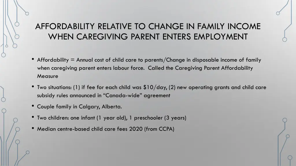 affordability relative to change in family income