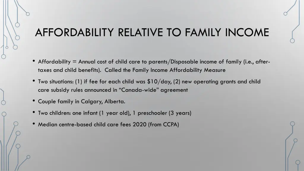 affordability relative to family income