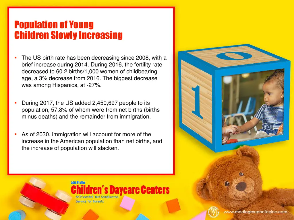 population of young children slowly increasing