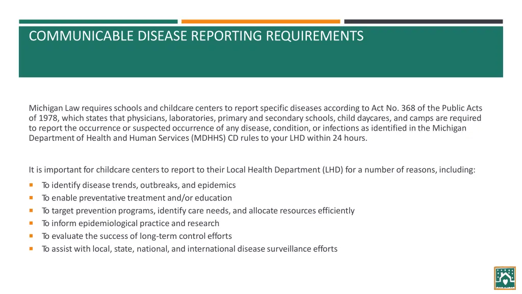 communicable disease reporting requirements