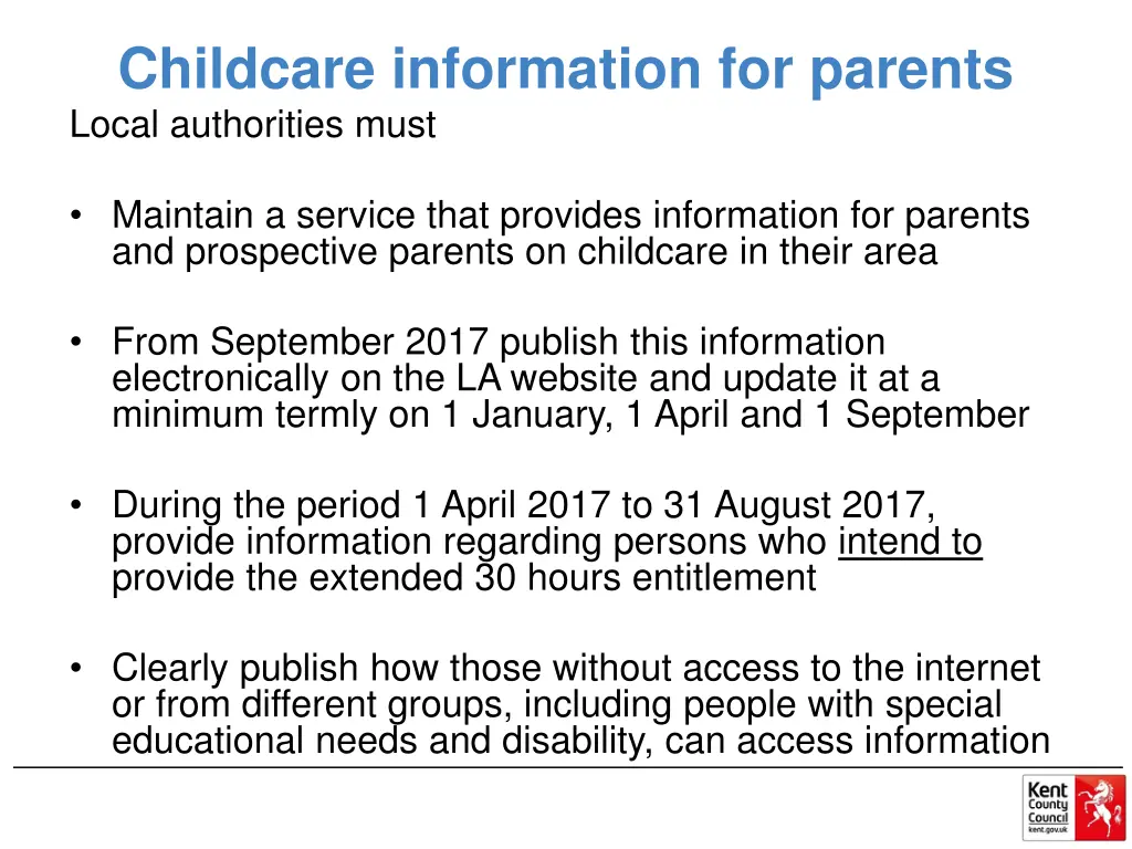 childcare information for parents local