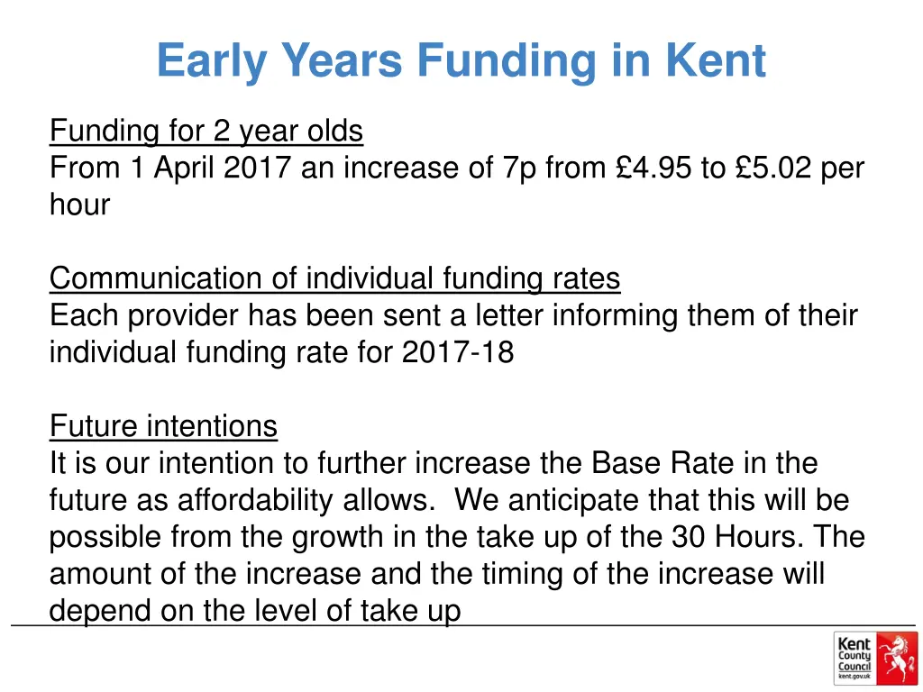 early years funding in kent 1