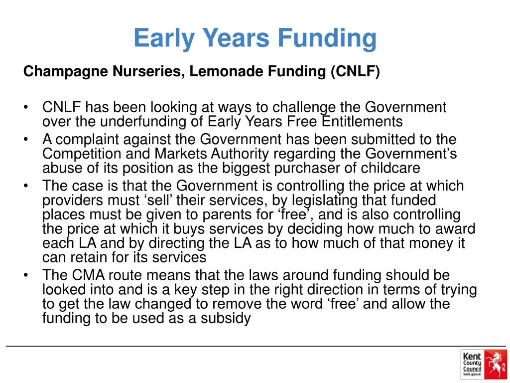 early years funding