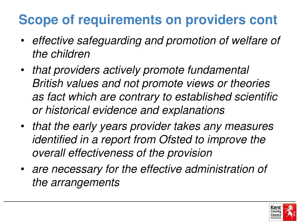 scope of requirements on providers cont