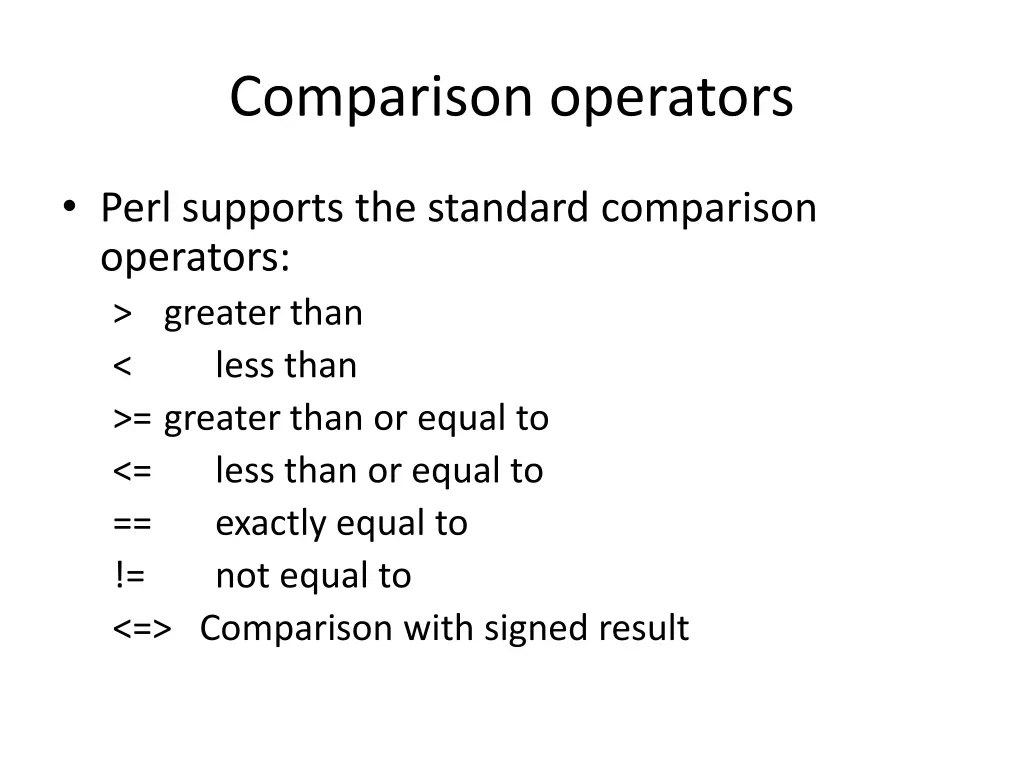 comparison operators