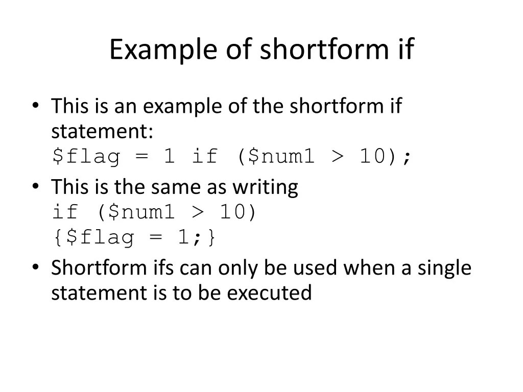 example of shortform if