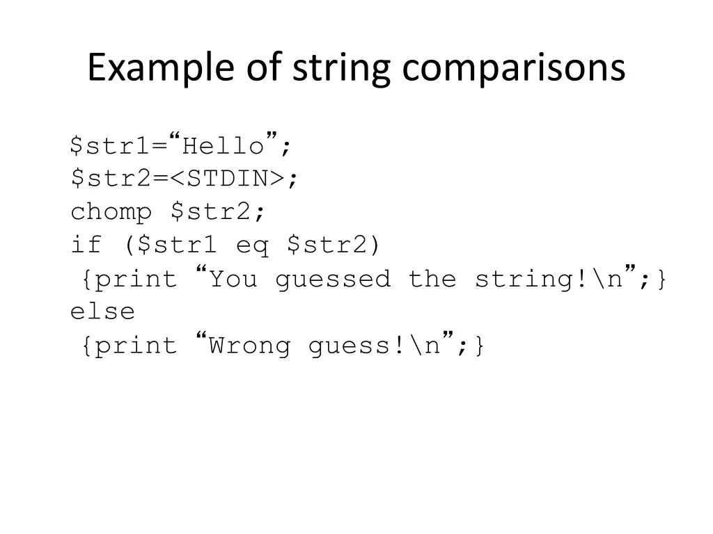 example of string comparisons