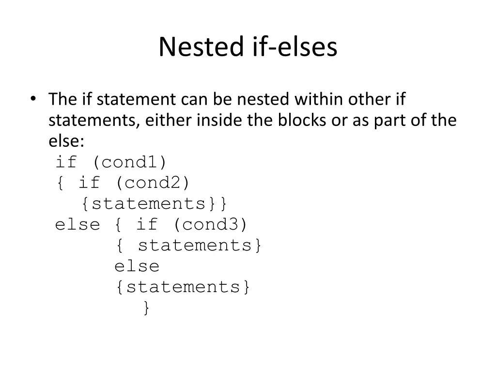 nested if elses