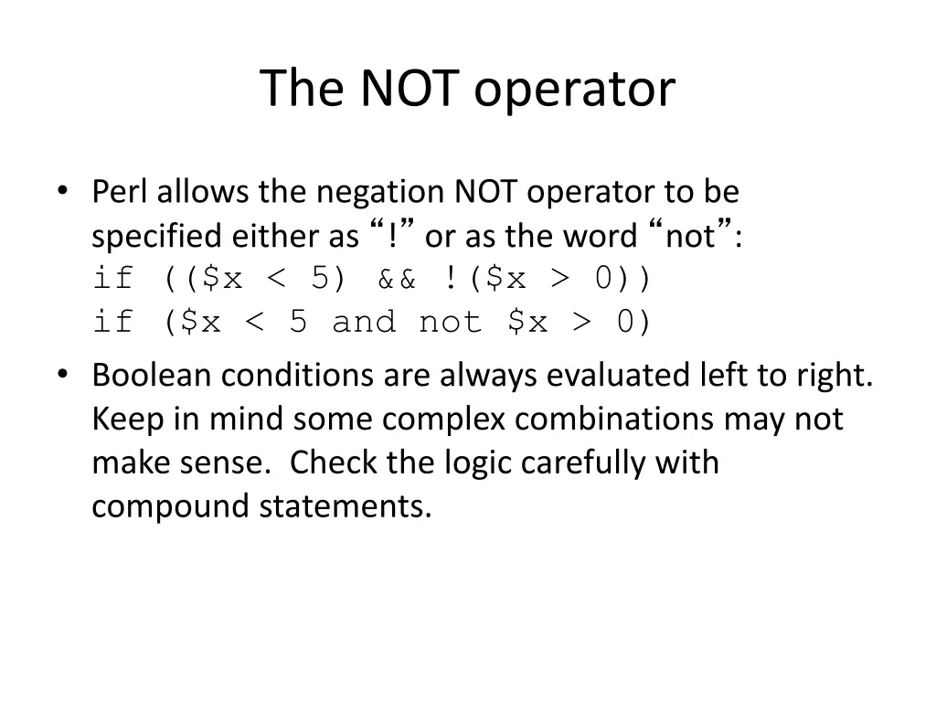 the not operator