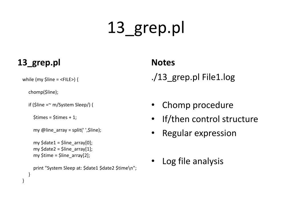 13 grep pl