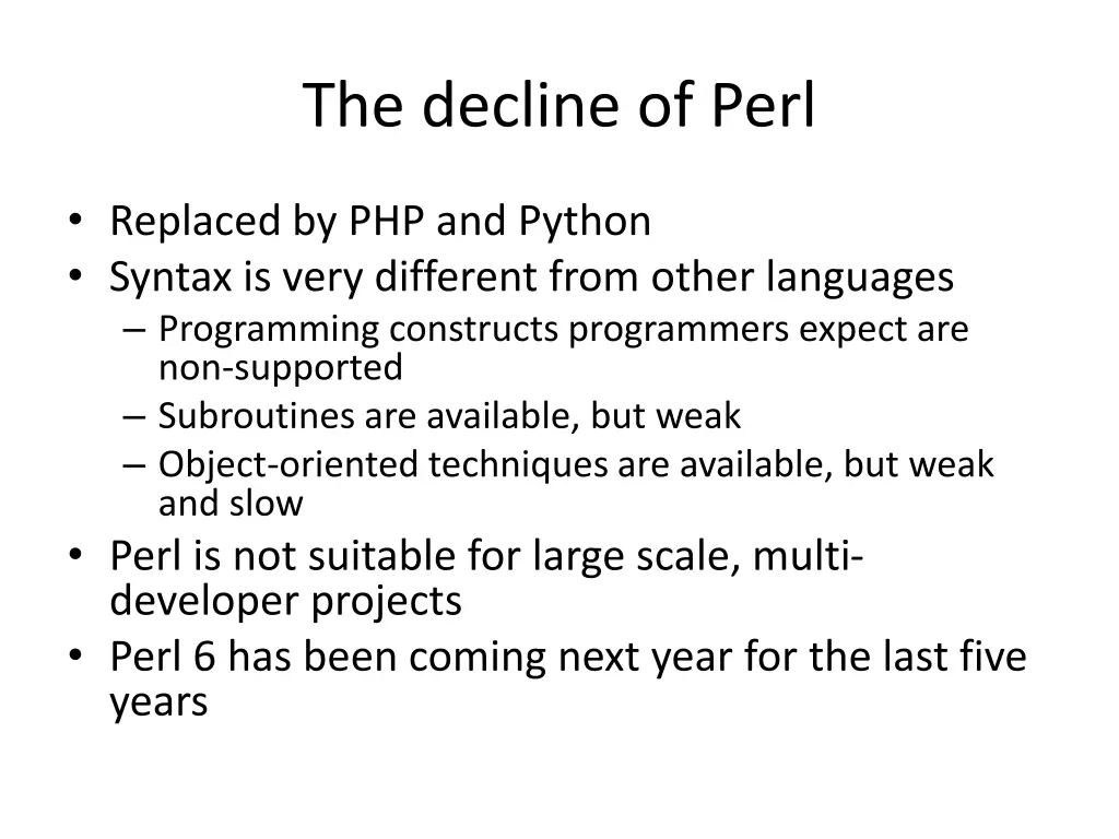 the decline of perl