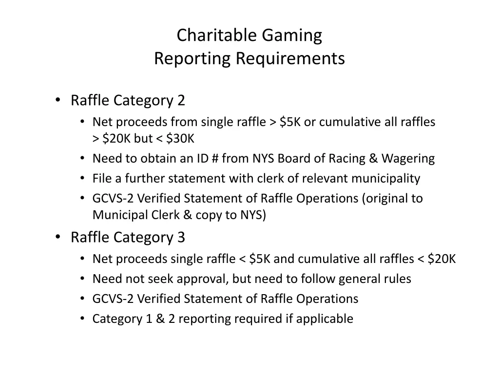 charitable gaming reporting requirements 2