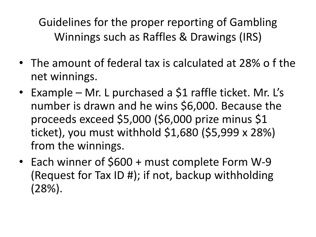 guidelines for the proper reporting of gambling 2