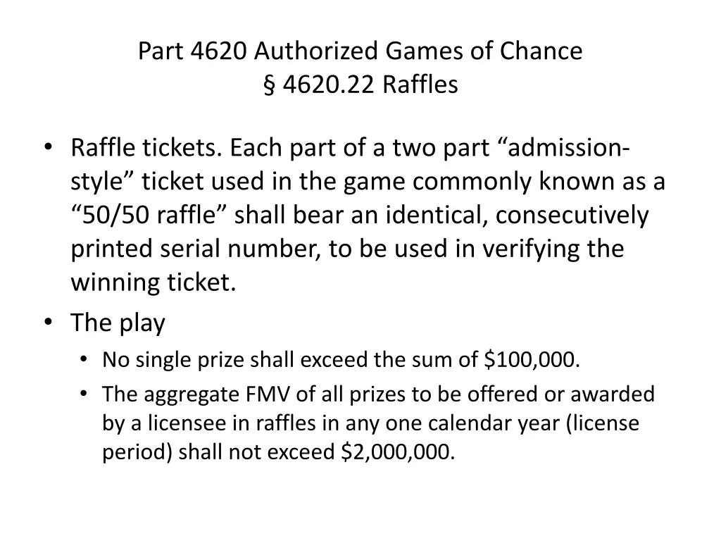 part 4620 authorized games of chance 4620 2