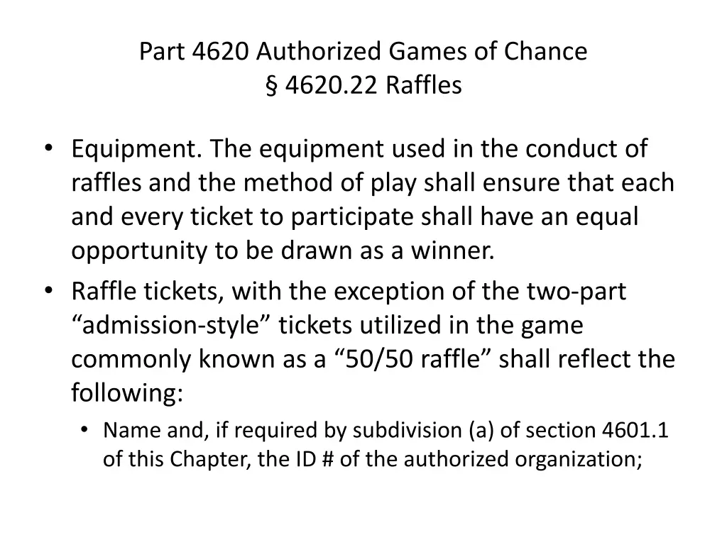 part 4620 authorized games of chance 4620