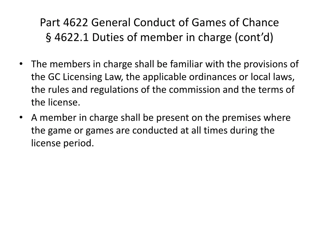 part 4622 general conduct of games of chance 4622 1