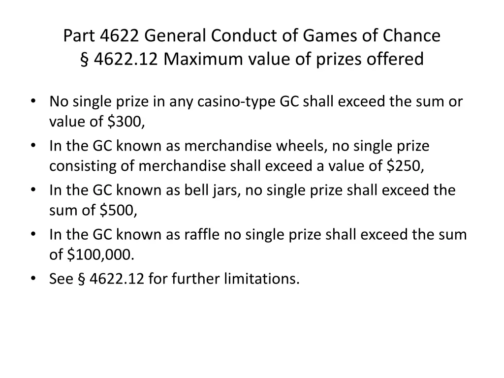 part 4622 general conduct of games of chance 4622 10