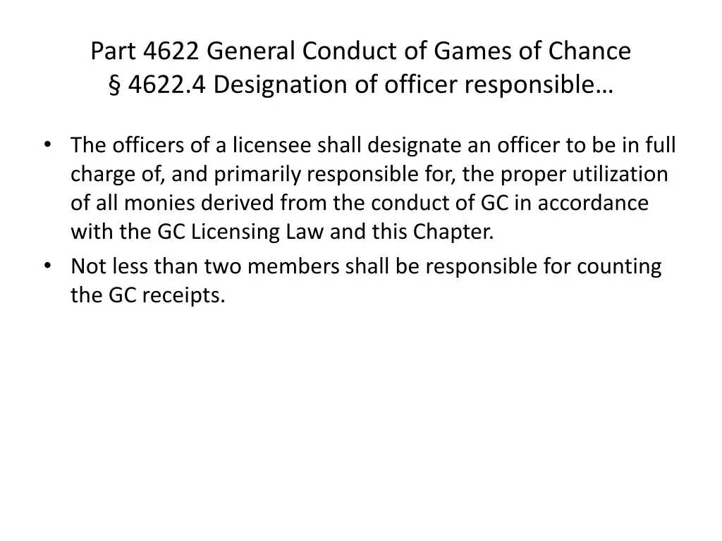 part 4622 general conduct of games of chance 4622 4