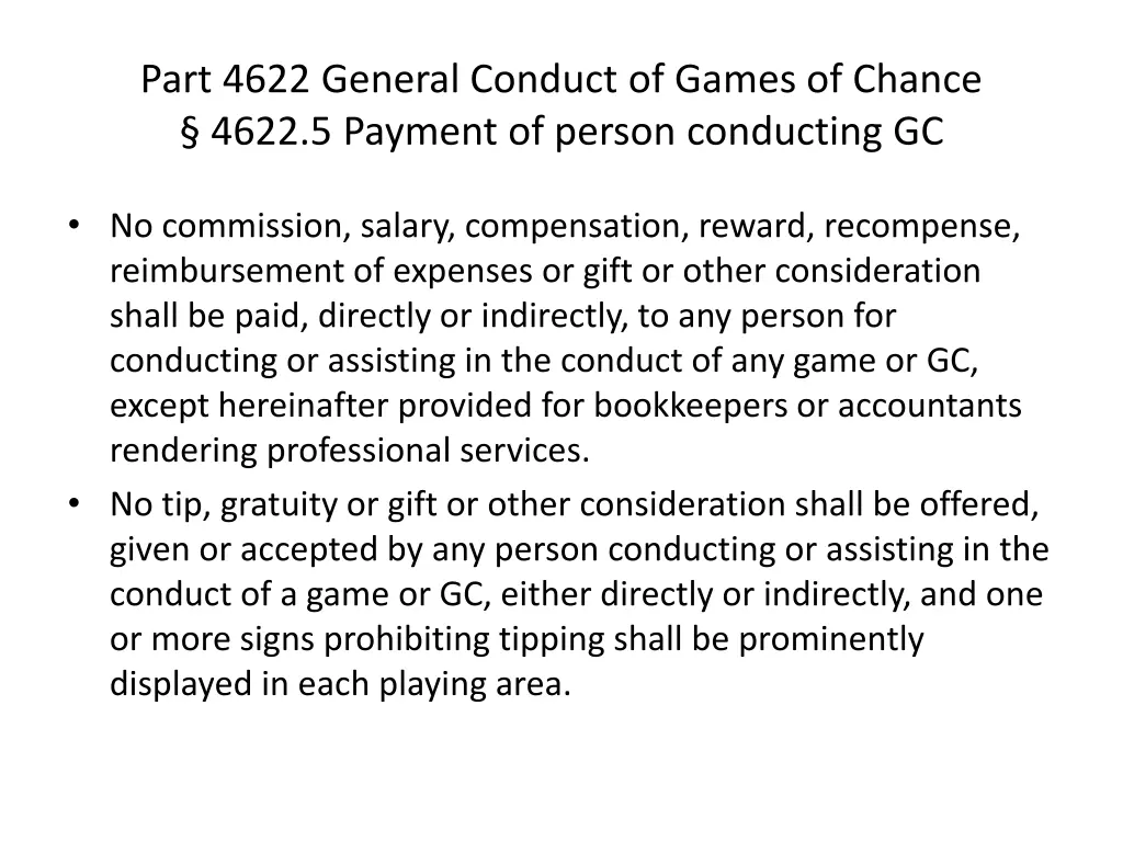 part 4622 general conduct of games of chance 4622 5