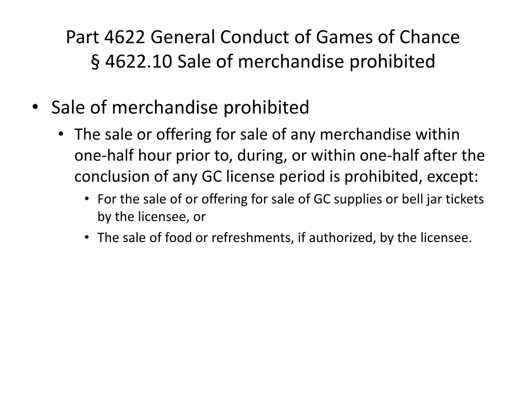 part 4622 general conduct of games of chance 4622 9