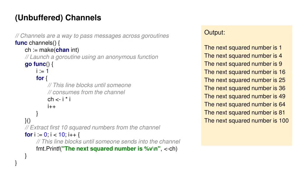 unbuffered channels