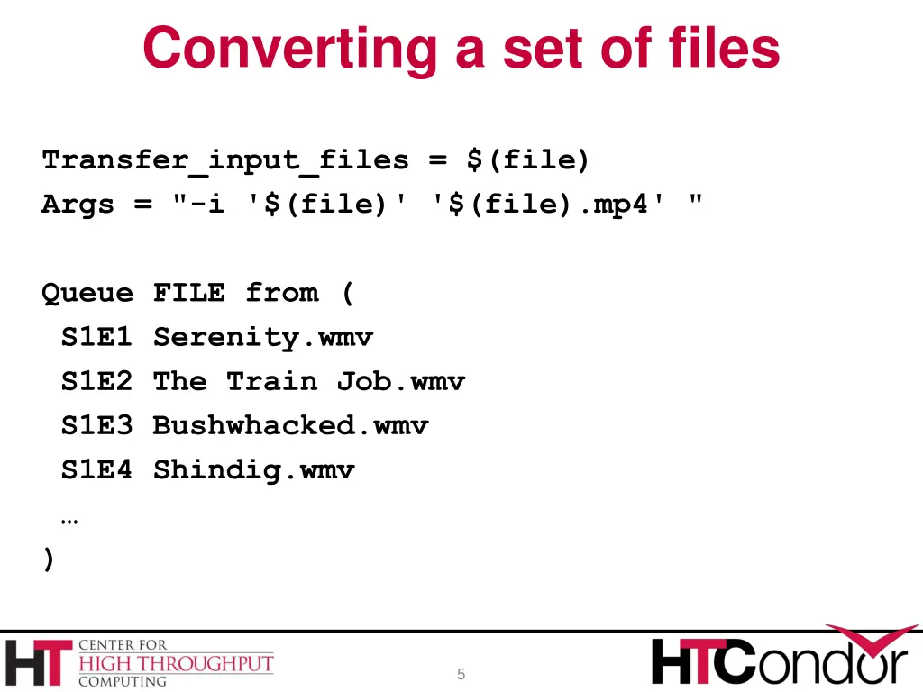 converting a set of files