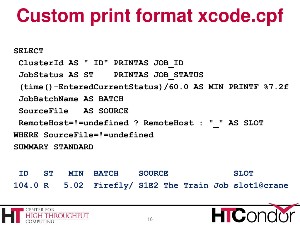 custom print format xcode cpf