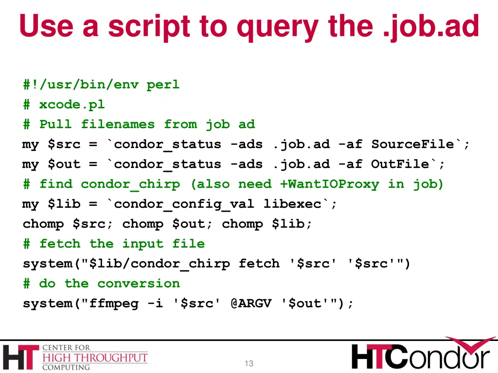 use a script to query the job ad