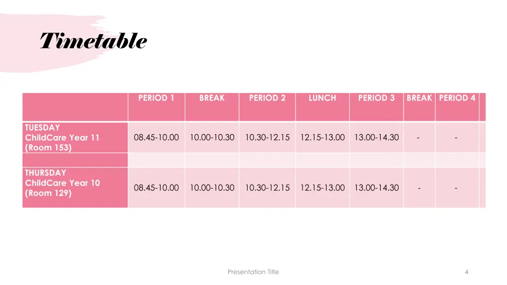 timetable