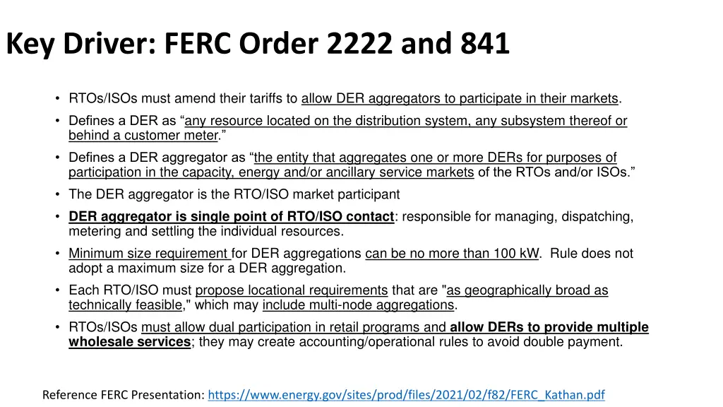 key driver ferc order 2222 and 841