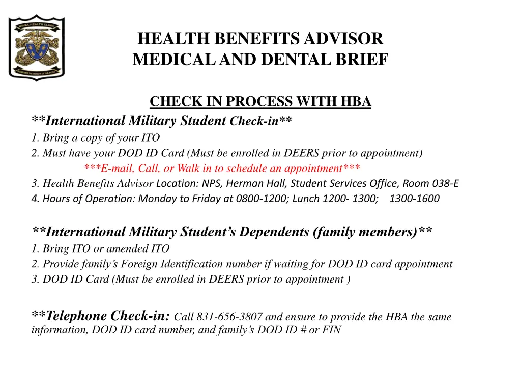 health benefits advisor medical and dental brief 2