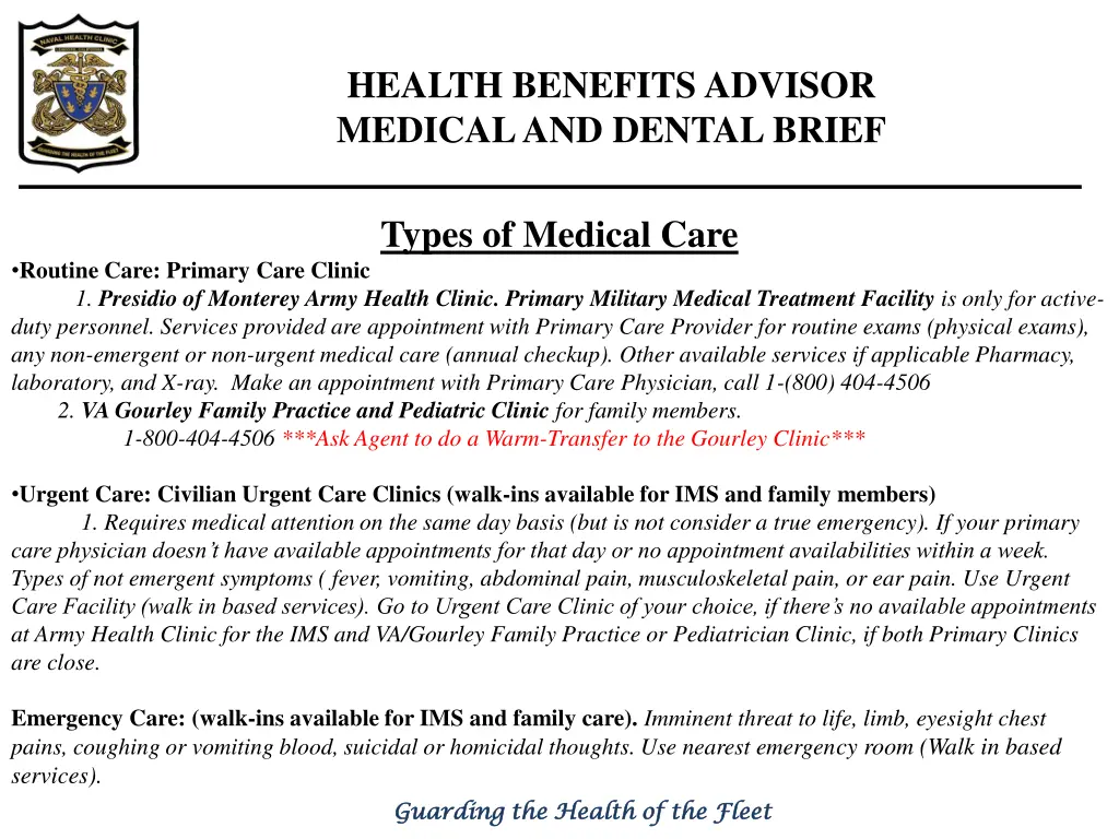 health benefits advisor medical and dental brief 3