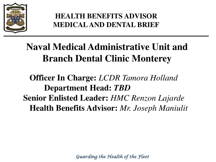 health benefits advisor medical and dental brief