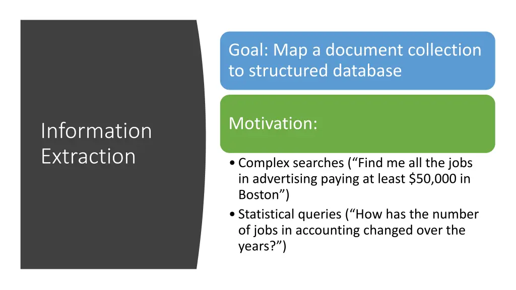 goal map a document collection to structured