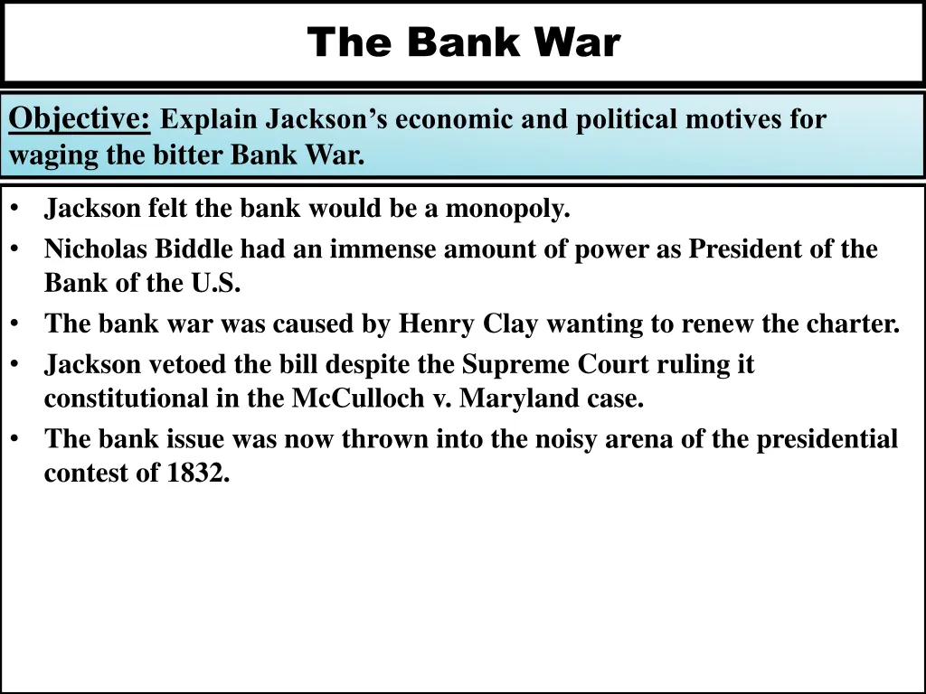 the bank war