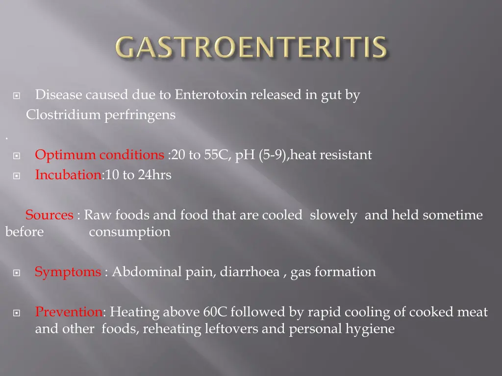 disease caused due to enterotoxin released