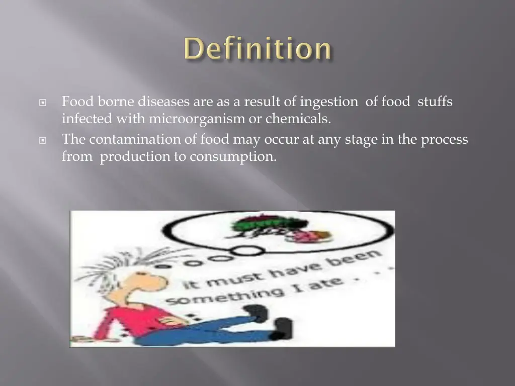 food borne diseases are as a result of ingestion