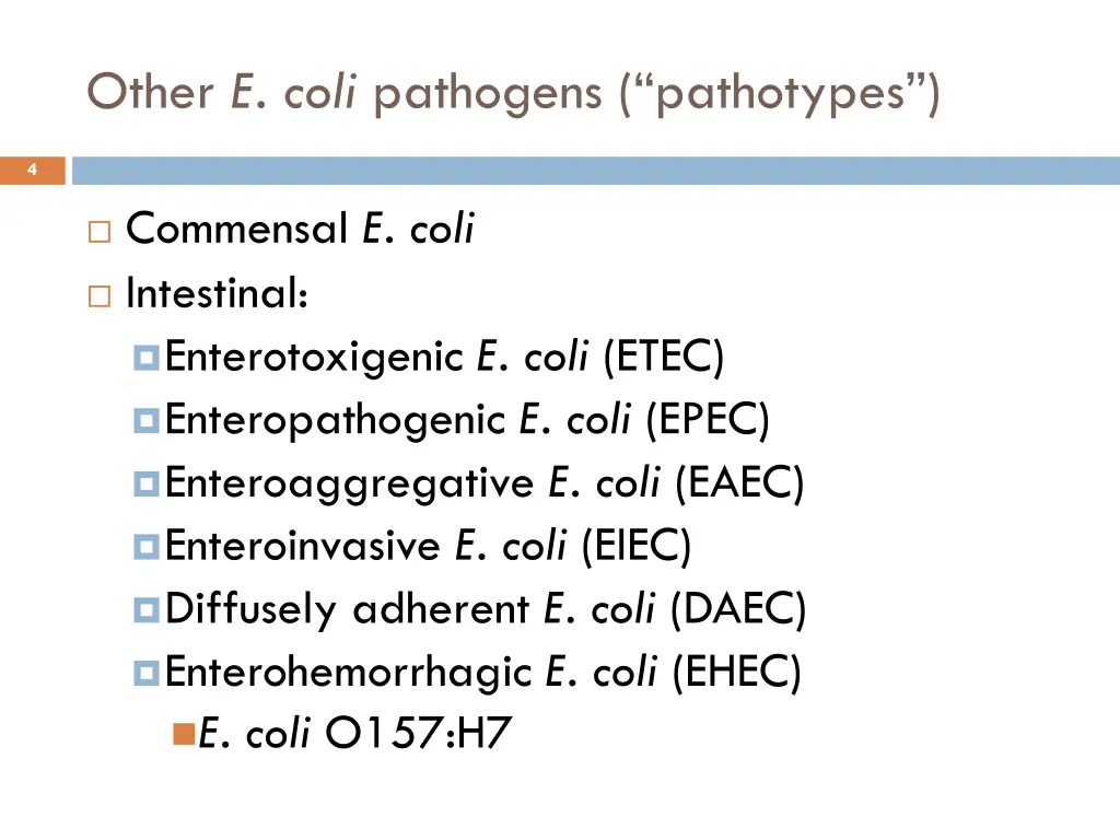 other e coli pathogens pathotypes